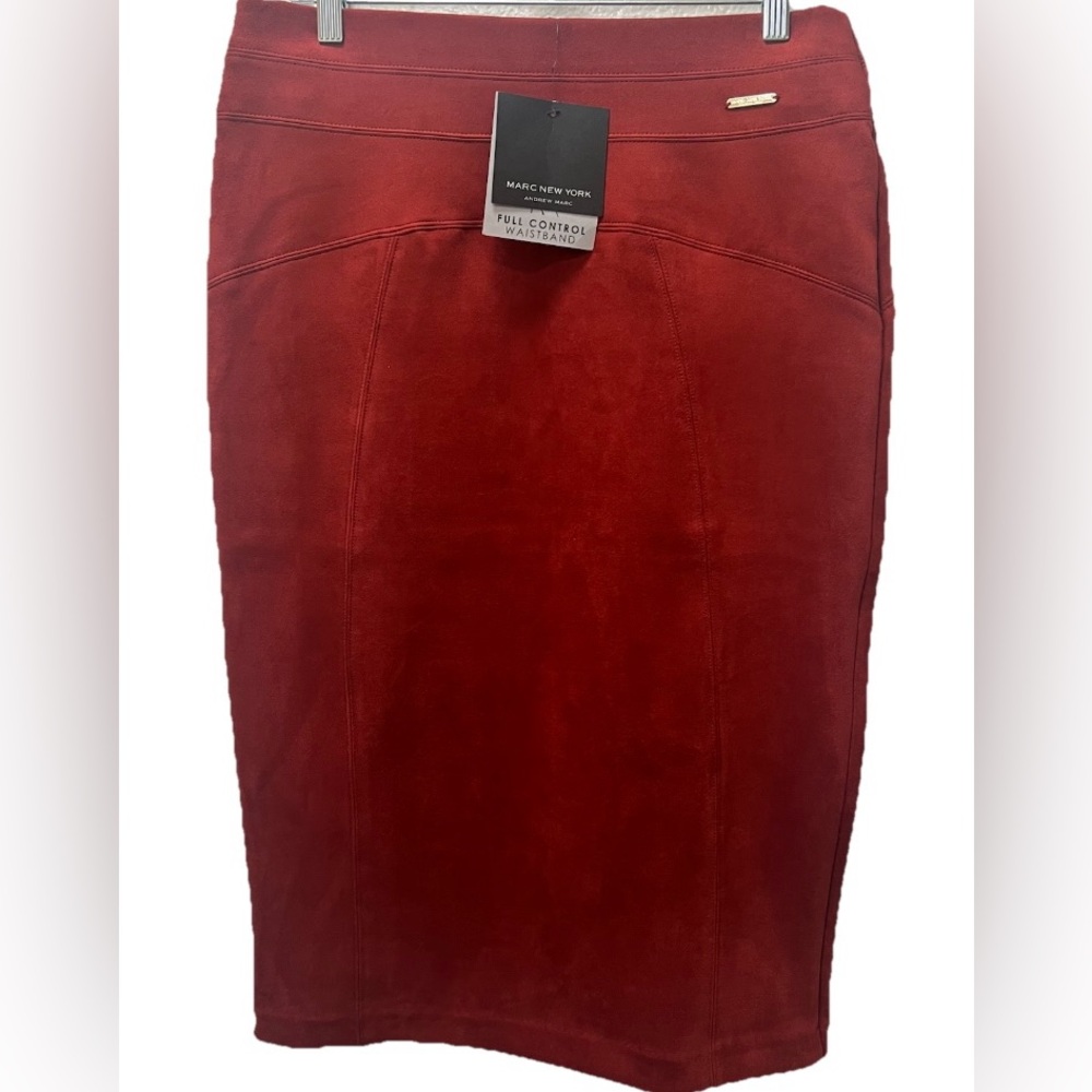 Marc New York Faux Suede Midi Skirt Burnt Russet M